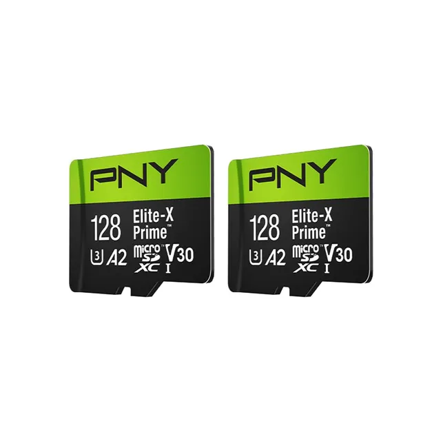 pny-elite-x-prime-lot-de-2-cartes-microsdxc-128-go-u3-v30-a2-adaptateur-sd image 1