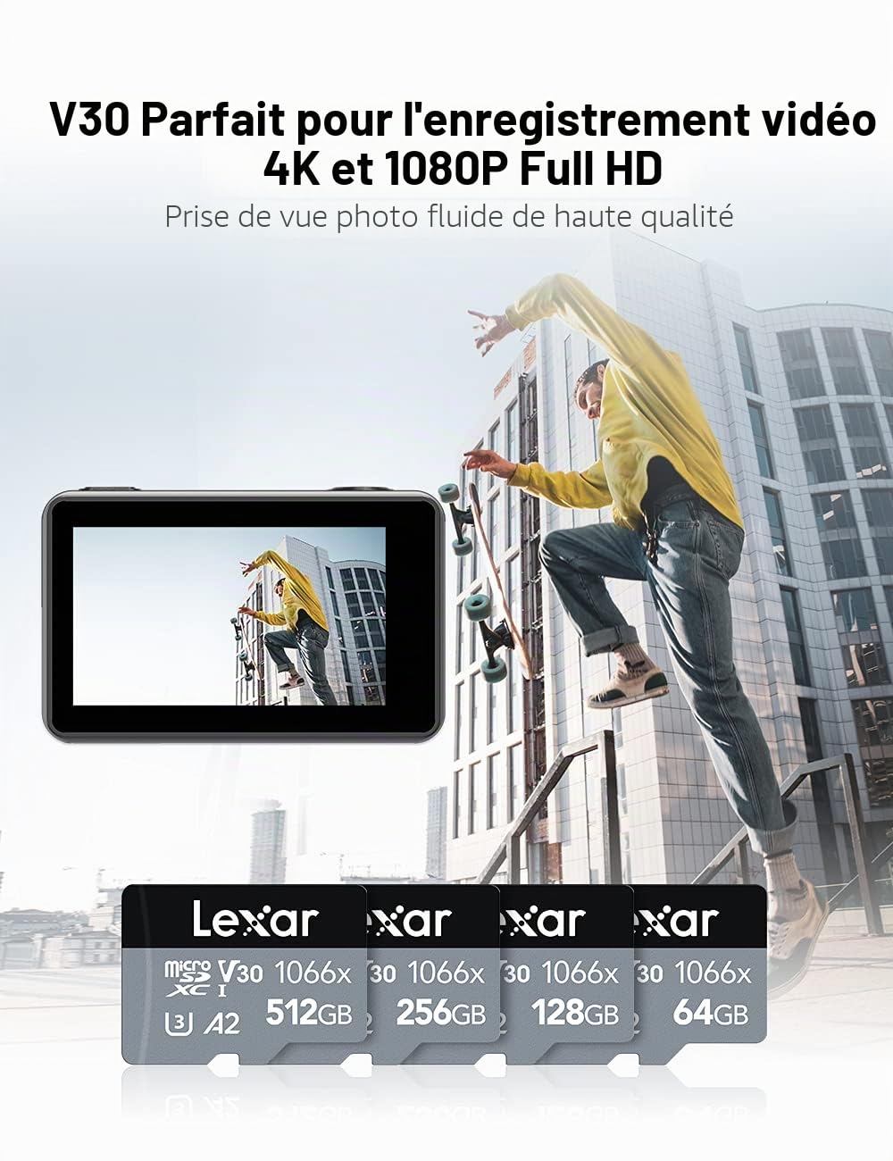 lexar-professional-1066x-silver-microsdxc-128-go-uhs-i-160-mo-s-a2-u3-v30-adapta image 3