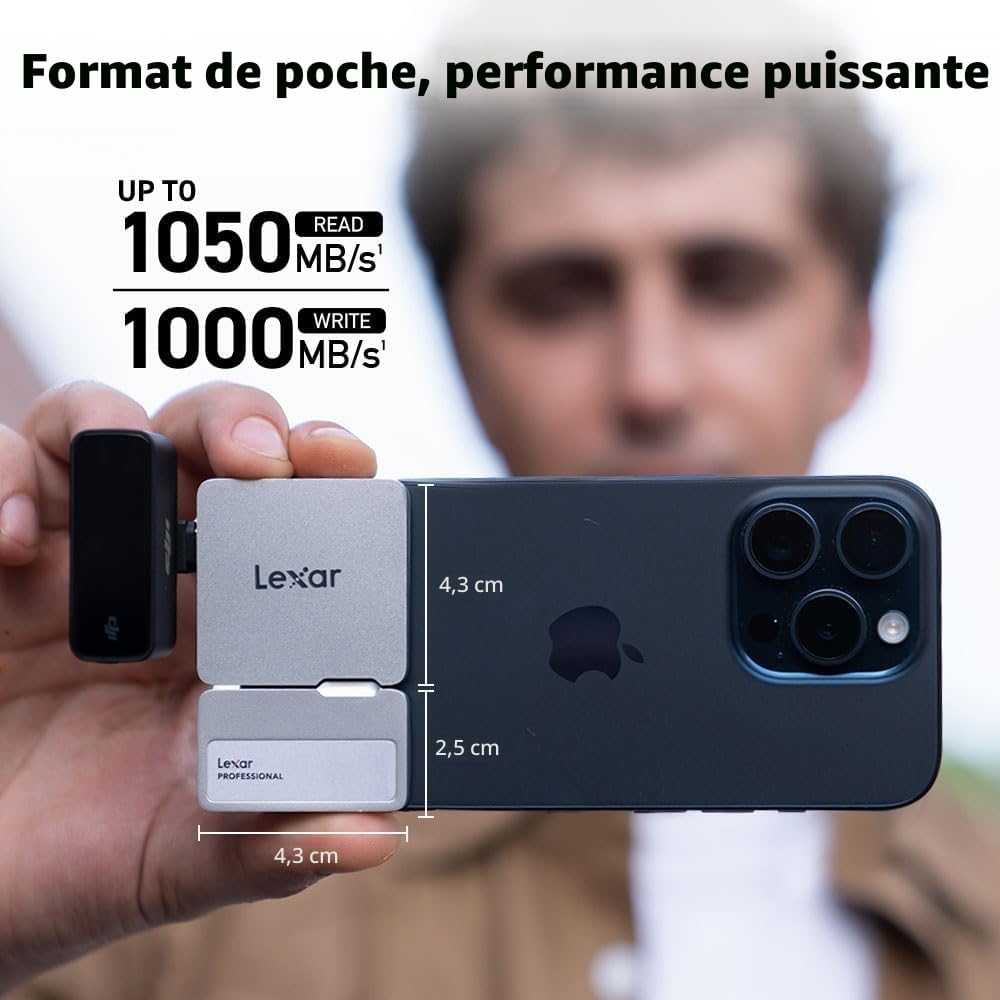 lexar-professional-go-ssd-portable-1to-usb-c-1050-mo-s-avec-hub-argent image 3