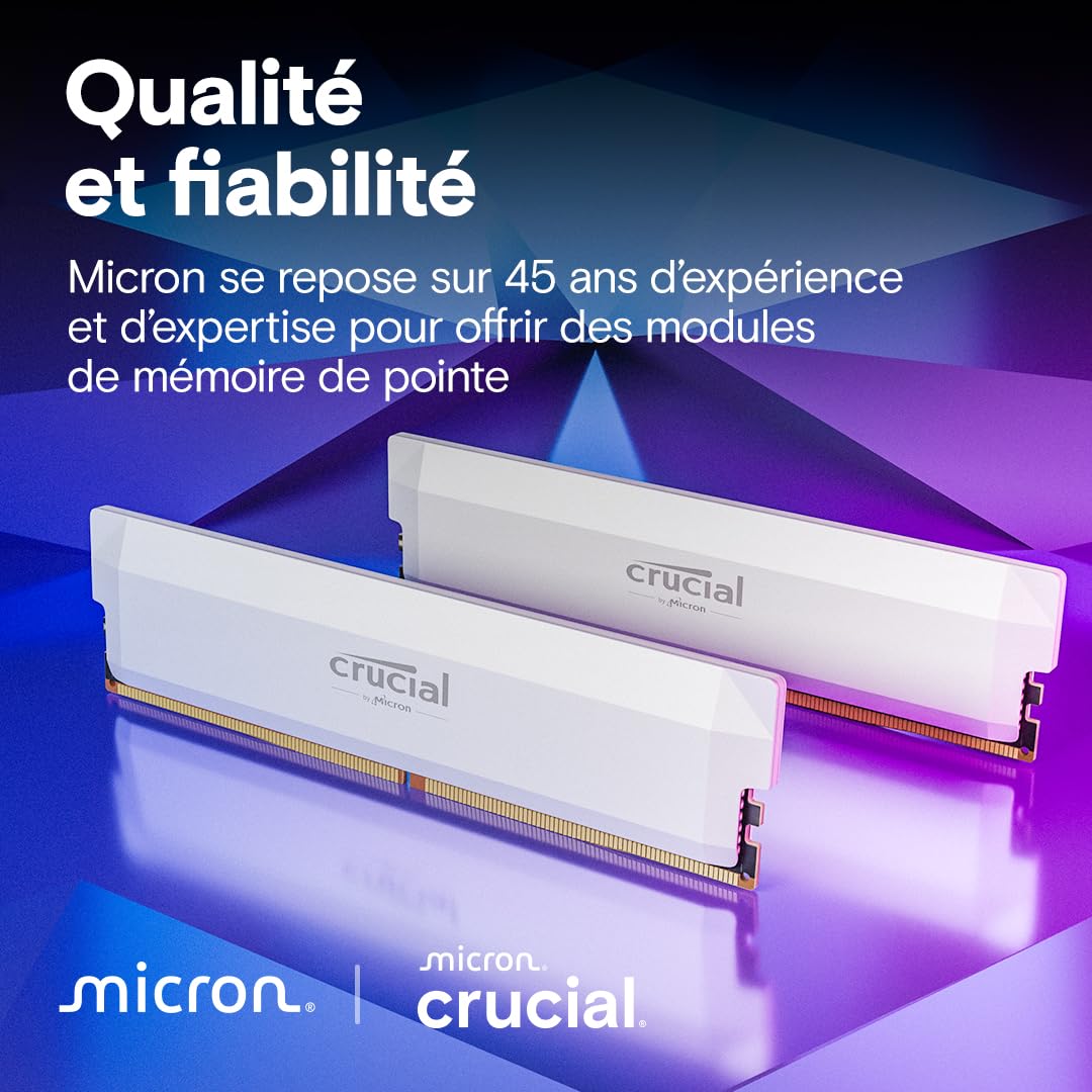 crucial-pro-overclocking-64go-kit-2x32go-ddr5-6400mhz-cl40-blanc-ram-pc image 6