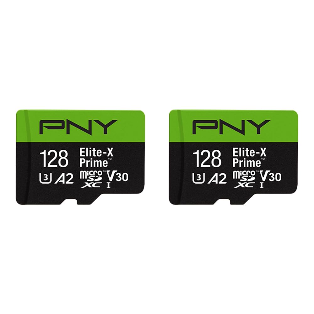 pny-elite-x-prime-lot-de-2-cartes-microsdxc-128-go-u3-v30-a2-adaptateur-sd image 2
