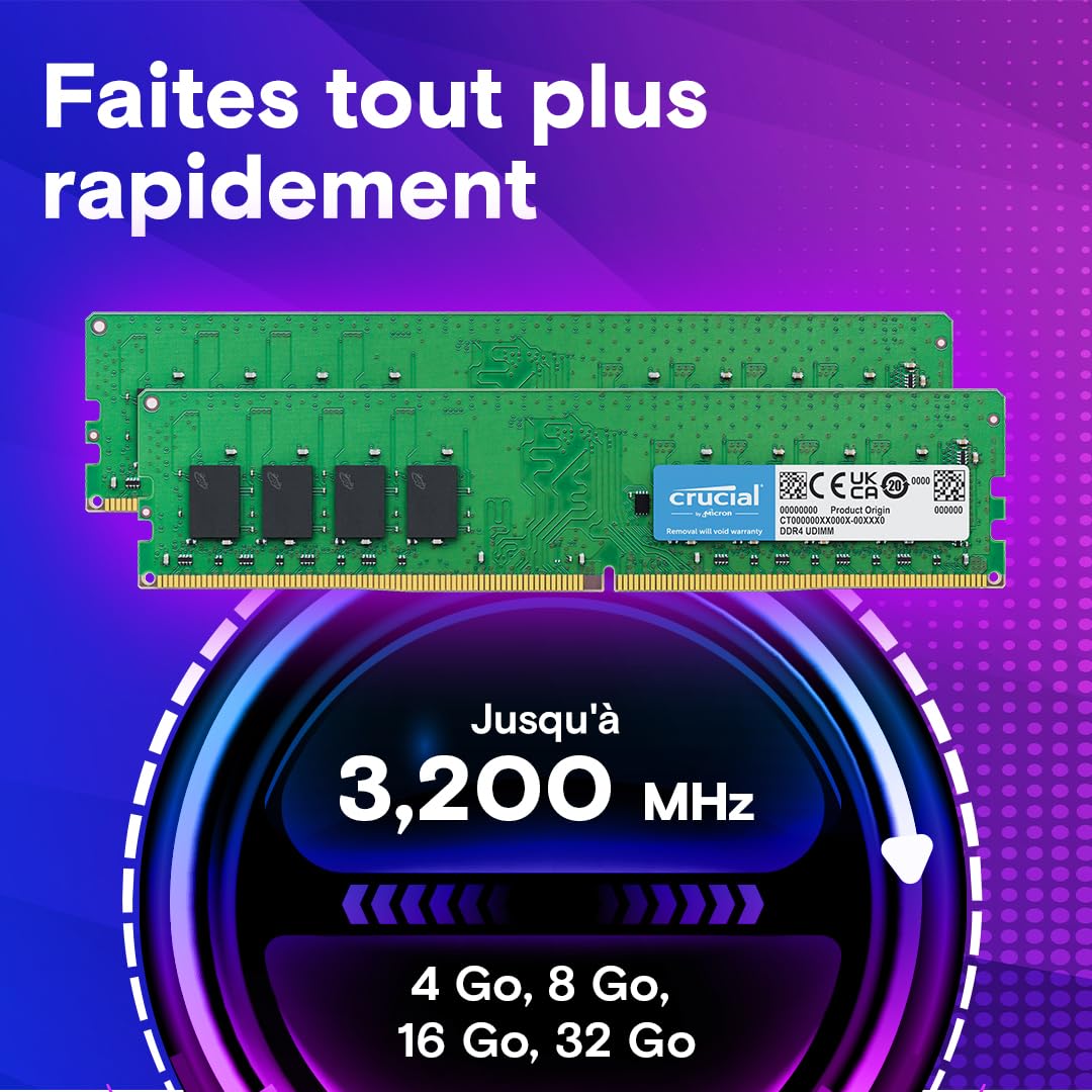 crucial-64go-kit-2x32go-ddr4-3200mhz-cl22-udimm-m-moire-bureau image 2