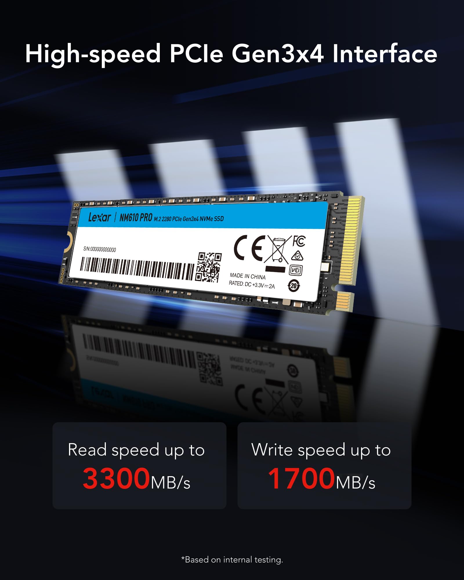 lexar-nm610pro-500-go-ssd-interne-m-2-2280-pcie-gen3x4-nvme image 2