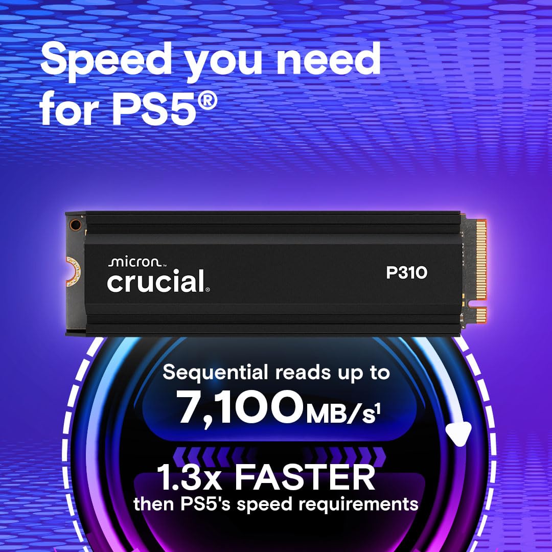 crucial-p310-1-to-ssd-ps5-m-2-pcie-gen4-nvme-7100-mo-s-avec-dissipateur image 2