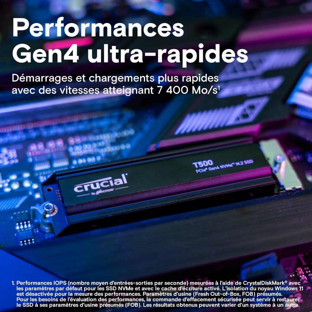 crucial-t500-ssd-1to-pcie-gen4-nvme-m-2-avec-dissipateur-ps5-ct1000t500ssd5 image 2