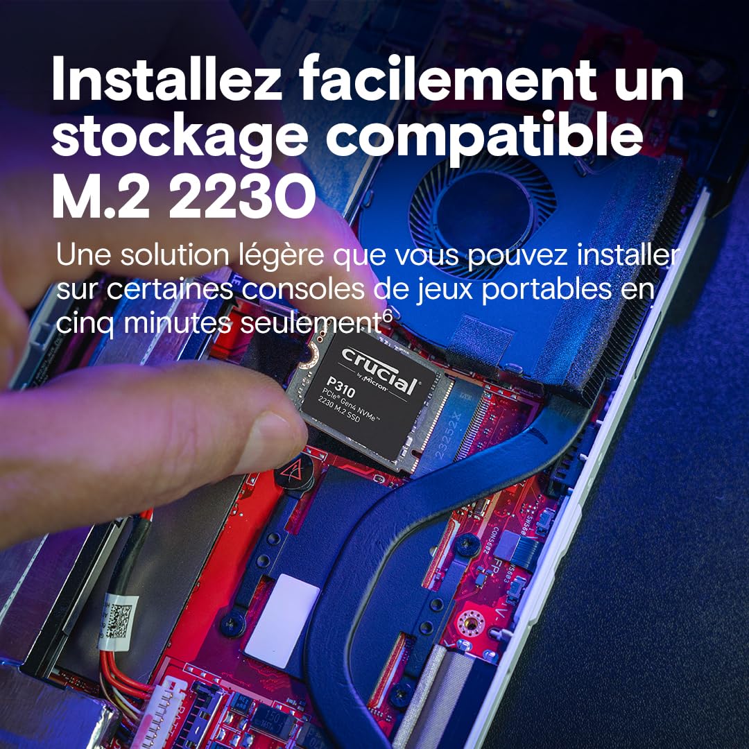 crucial-p310-ssd-interne-1to-pcie-gen4-nvme-m-2-2230-7100-mo-s-steam-deck-rog-al image 2