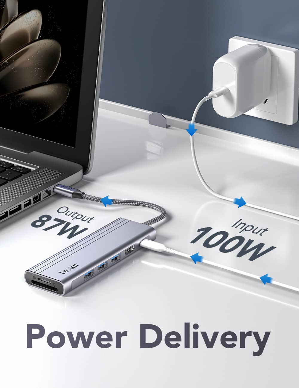 lexar-h31-station-d-accueil-usb-c-7-en-1-hdmi-4k-60hz-avec-3x-usb-3-2-100w-pd-sd image 6