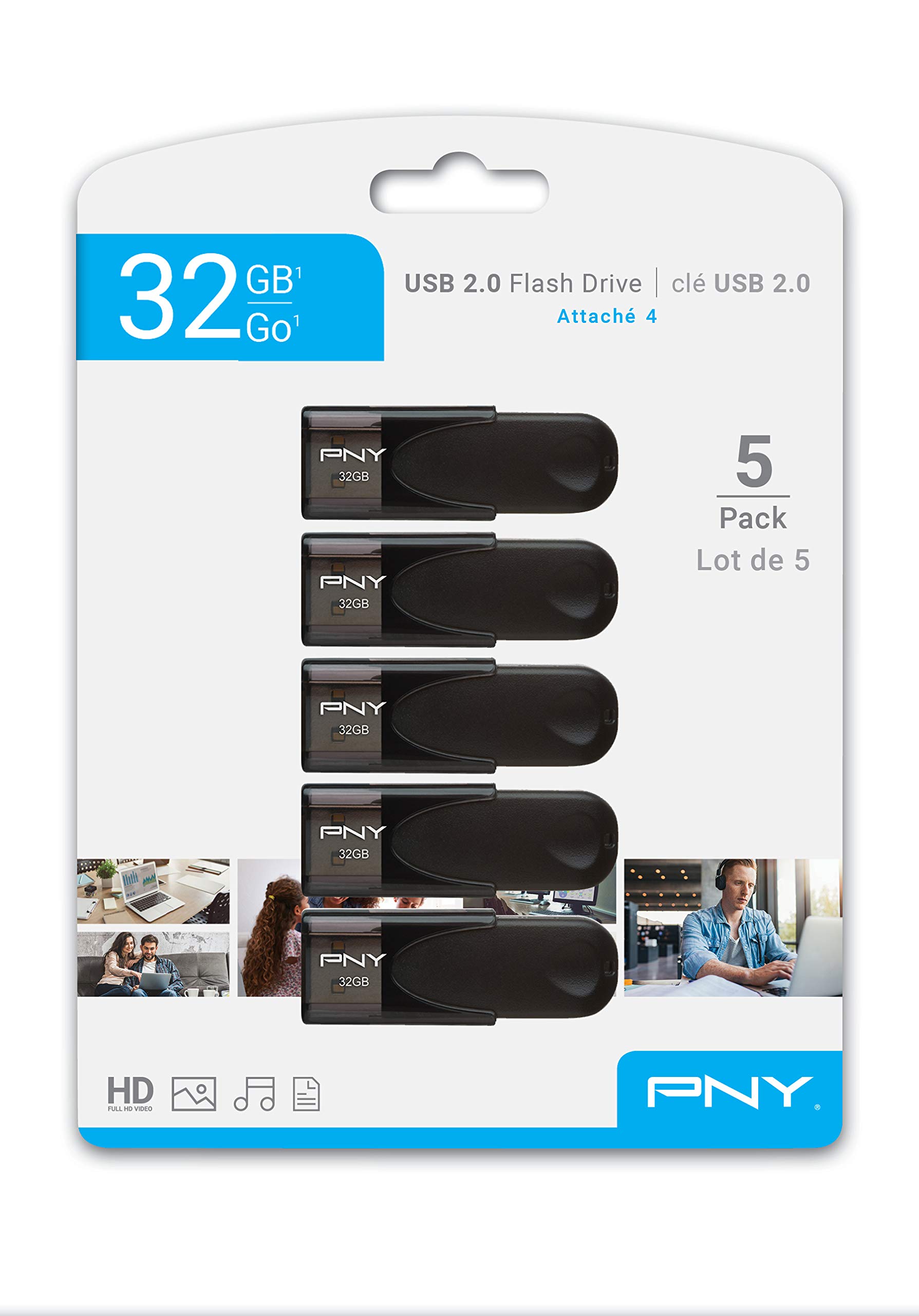 pny-attach-4-pack-de-5-cl-s-usb-2-0-32-go-noir image 5