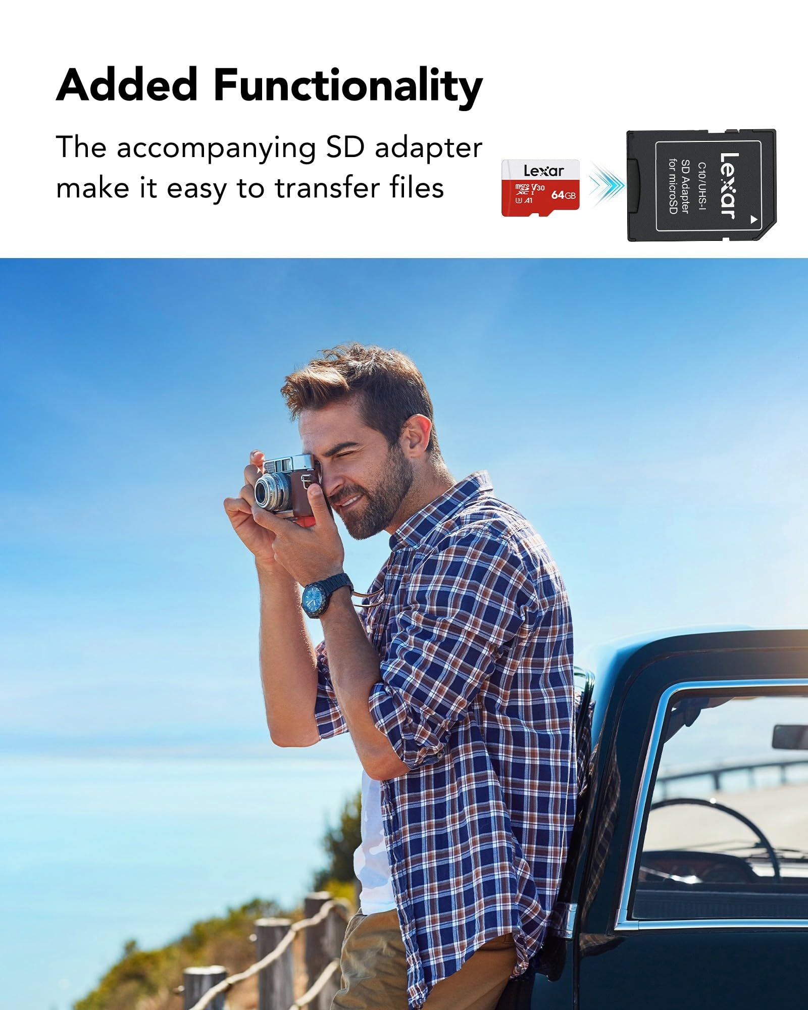 lexar-carte-micro-sd-64go-lot-de-3x-100-mo-s-adaptateur-sd image 6