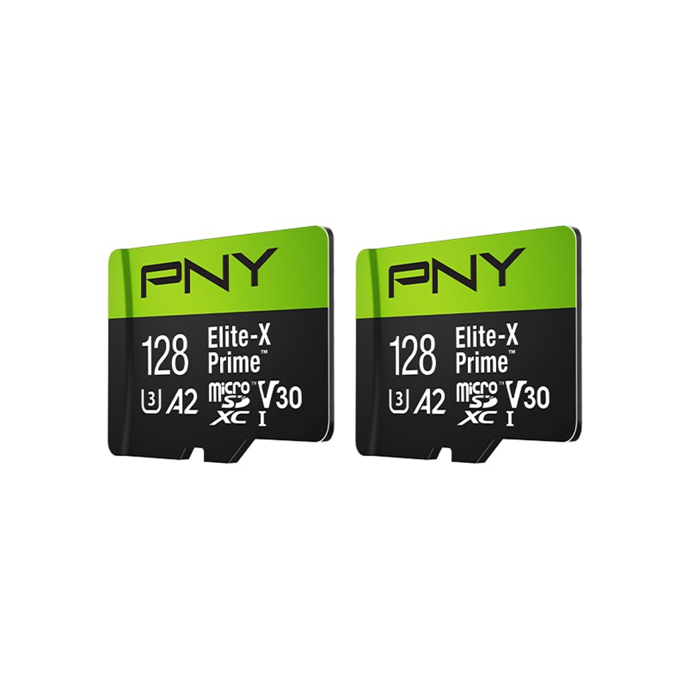 pny-elite-x-prime-lot-de-2-cartes-microsdxc-128-go-u3-v30-a2-adaptateur-sd image 1