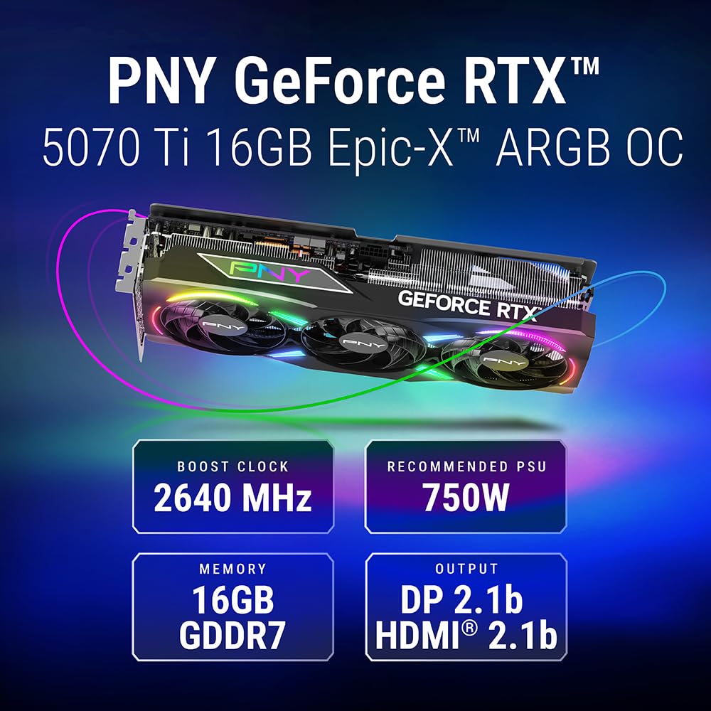 pny-xlr8-gaming-verto-epic-x-rgb-geforce-rtx-5070ti-16go-argb-oc-triple-fan-cart image 2