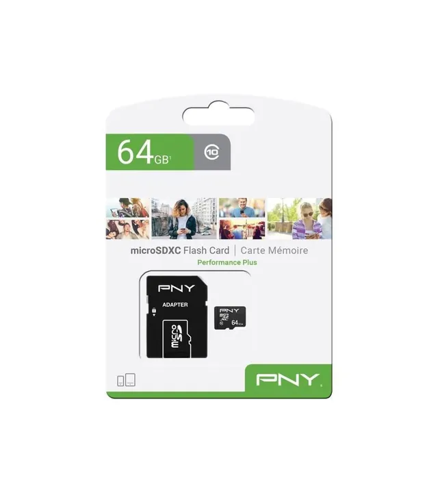 pny-performance-plus-carte-microsdxc-64go-classe-10-adaptateur-sd image 1
