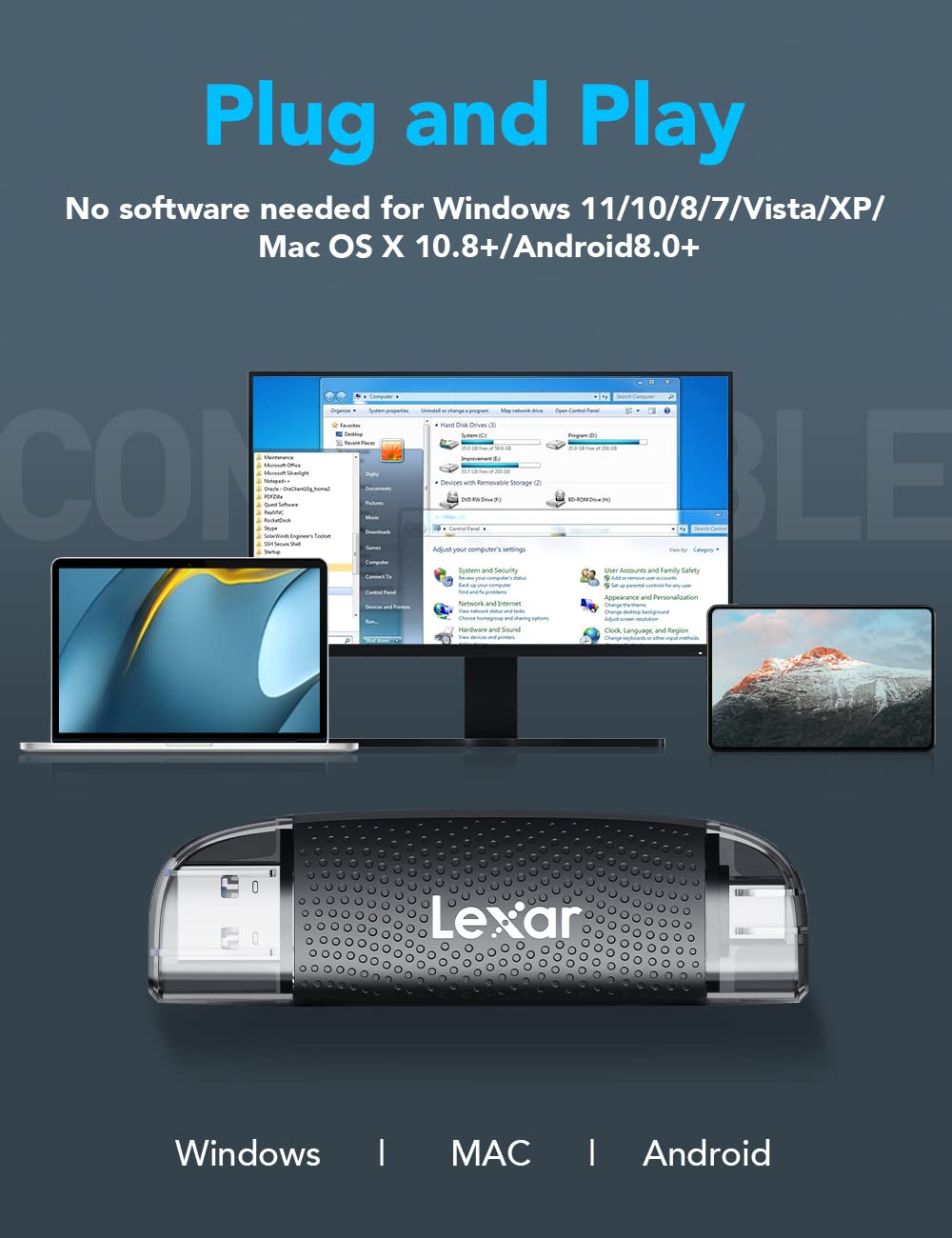lexar-rw310-lecteur-carte-sd-microsd-usb-c-usb-a-3-2-gen-1-170-mo-s image 3